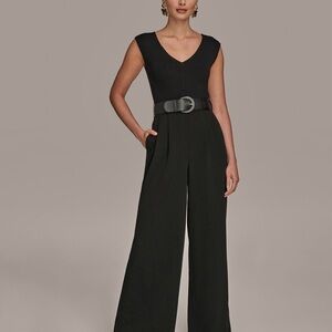 Donna Karan New York Belted Straight-Leg Jumpsuit – Black